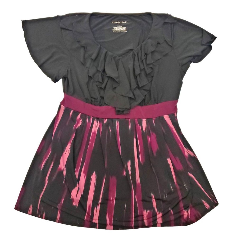 Liz Lange Women's Maternity Small Black/Purple  Stripes Polyester